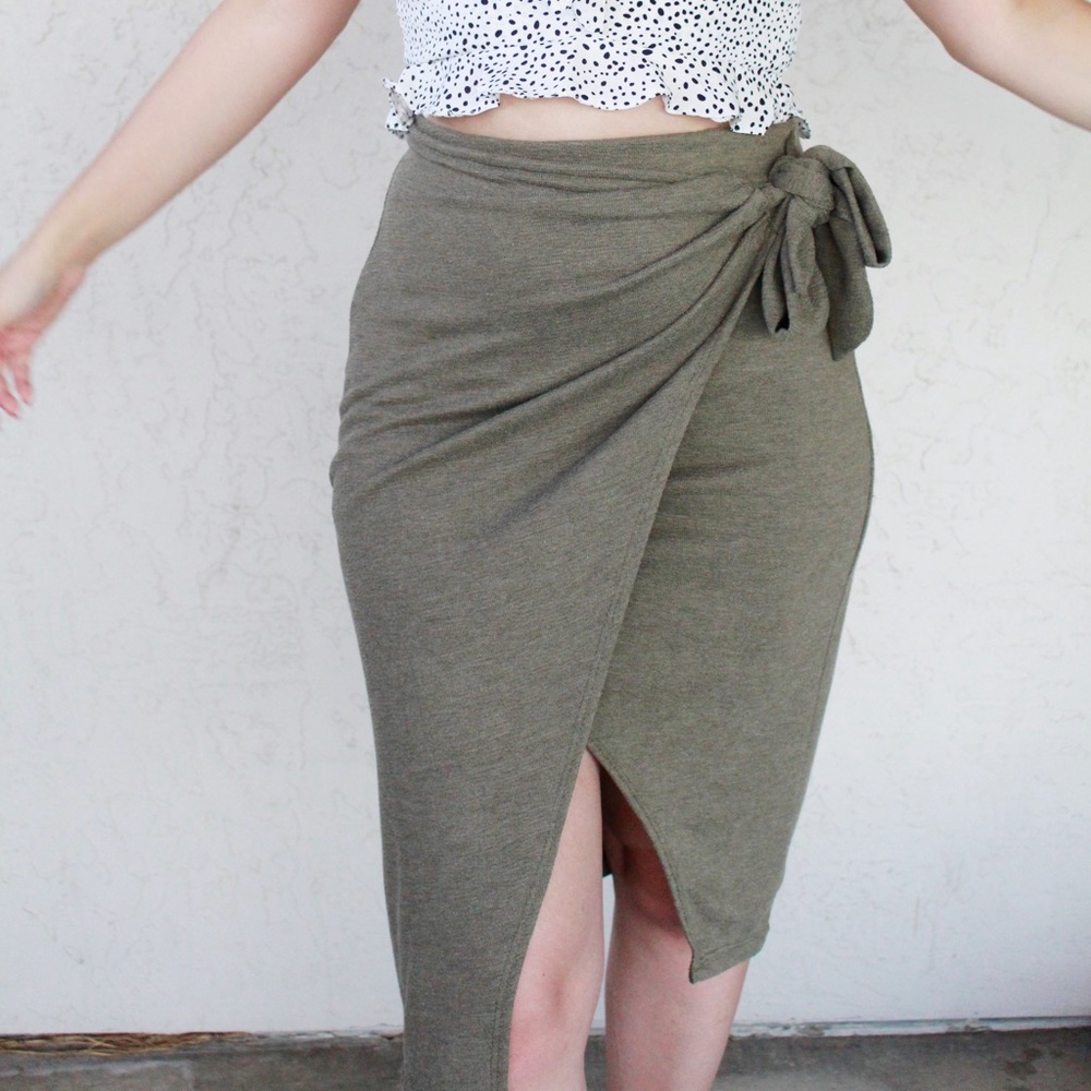 Green wrap skirt